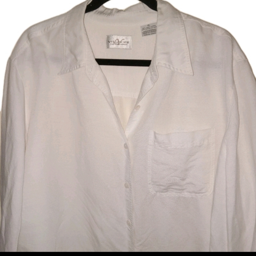 Vintage Villager White Ramie/Rayon Long Sleeve Shirt XL - Picture 3 of 7